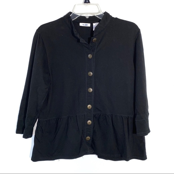 Black Ruffle Hem Cardigan Size Medium - Picture 1 of 4